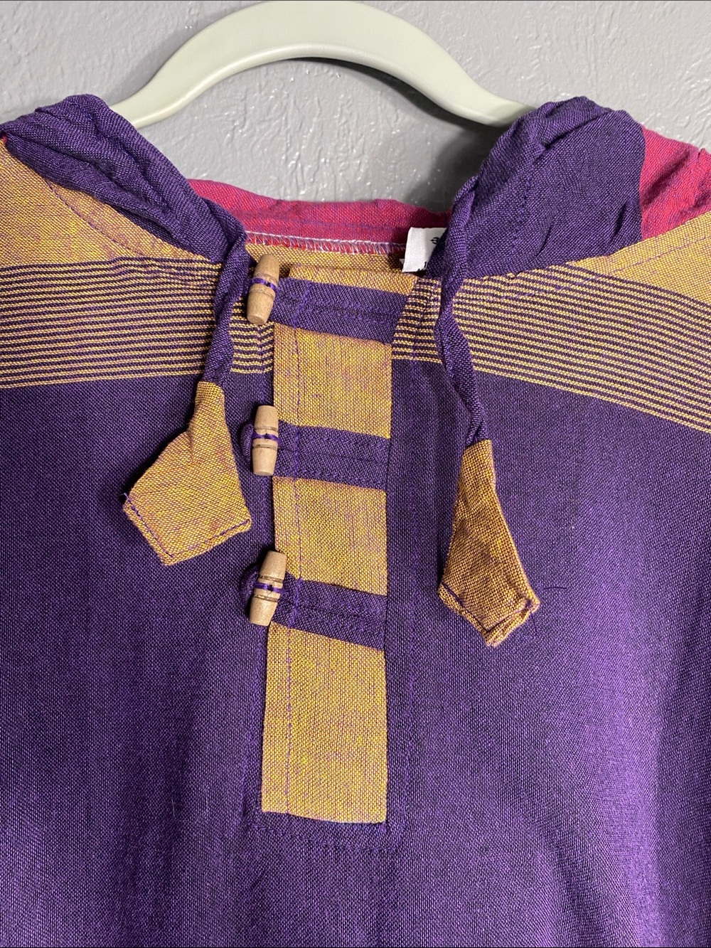 Katmandu Trading Unisex Baja Hoodie XXL Purple Cotton Nepal Fair Trade Boho - Picture 4 of 6
